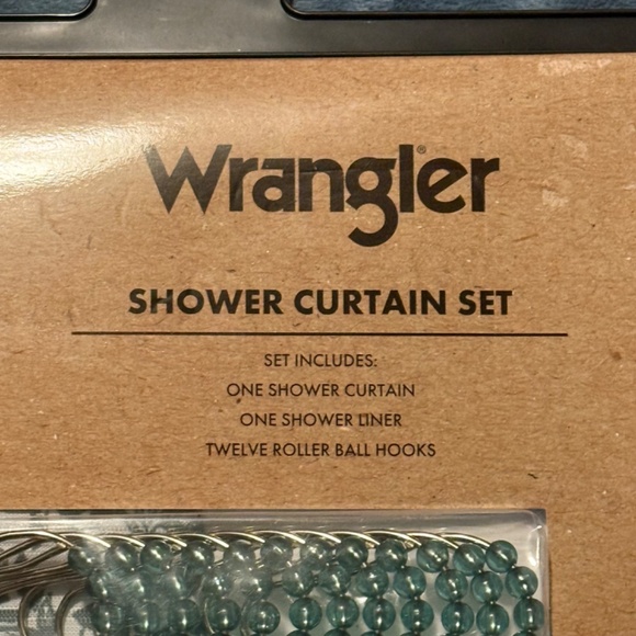 Wrangler Cactus Flower Green Shower Curtain Set Country Western NEW - Picture 3 of 5